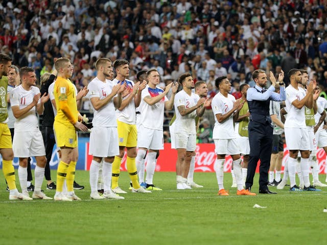 England applaud their fans after World Cup semi-final defeat by Croatia