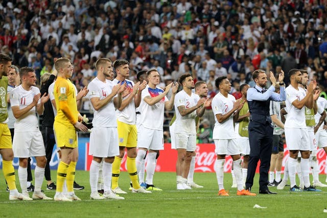 England applaud their fans after World Cup semi-final defeat by Croatia