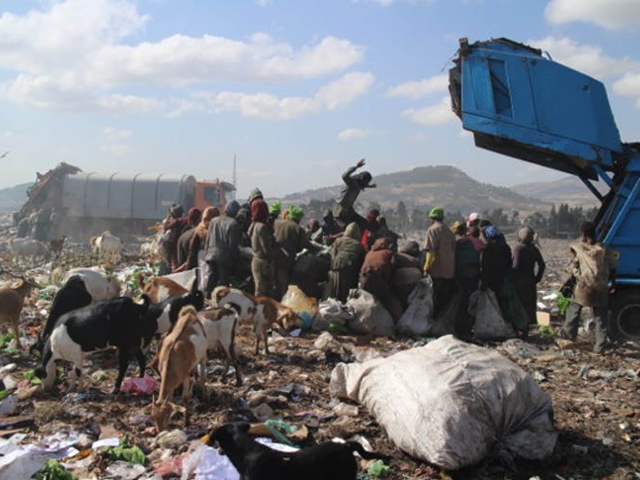 Flip-flop waste often ends up on a landfill site called Koshe on the outskirts of Addis Ababa