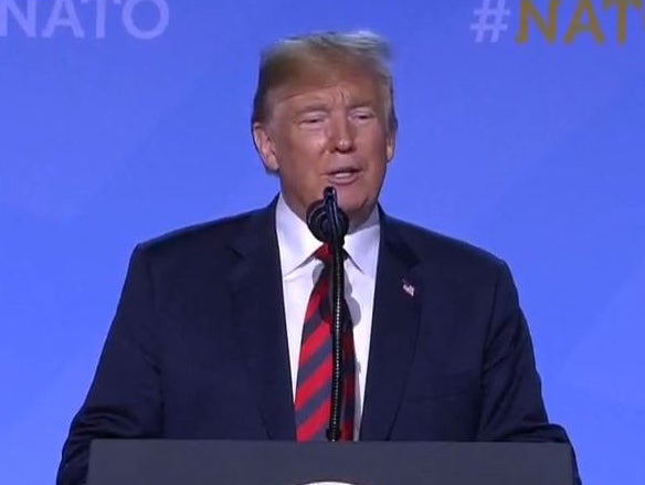Donald Trump congratulates Croatian journalist on World Cup win and claims to be &apos;very stable genius&apos;, in rambling Nato press conference