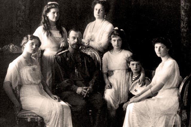 Tsar Nicholas II and the Tsarina with their four daughters and their son the Tsarevich in 1914