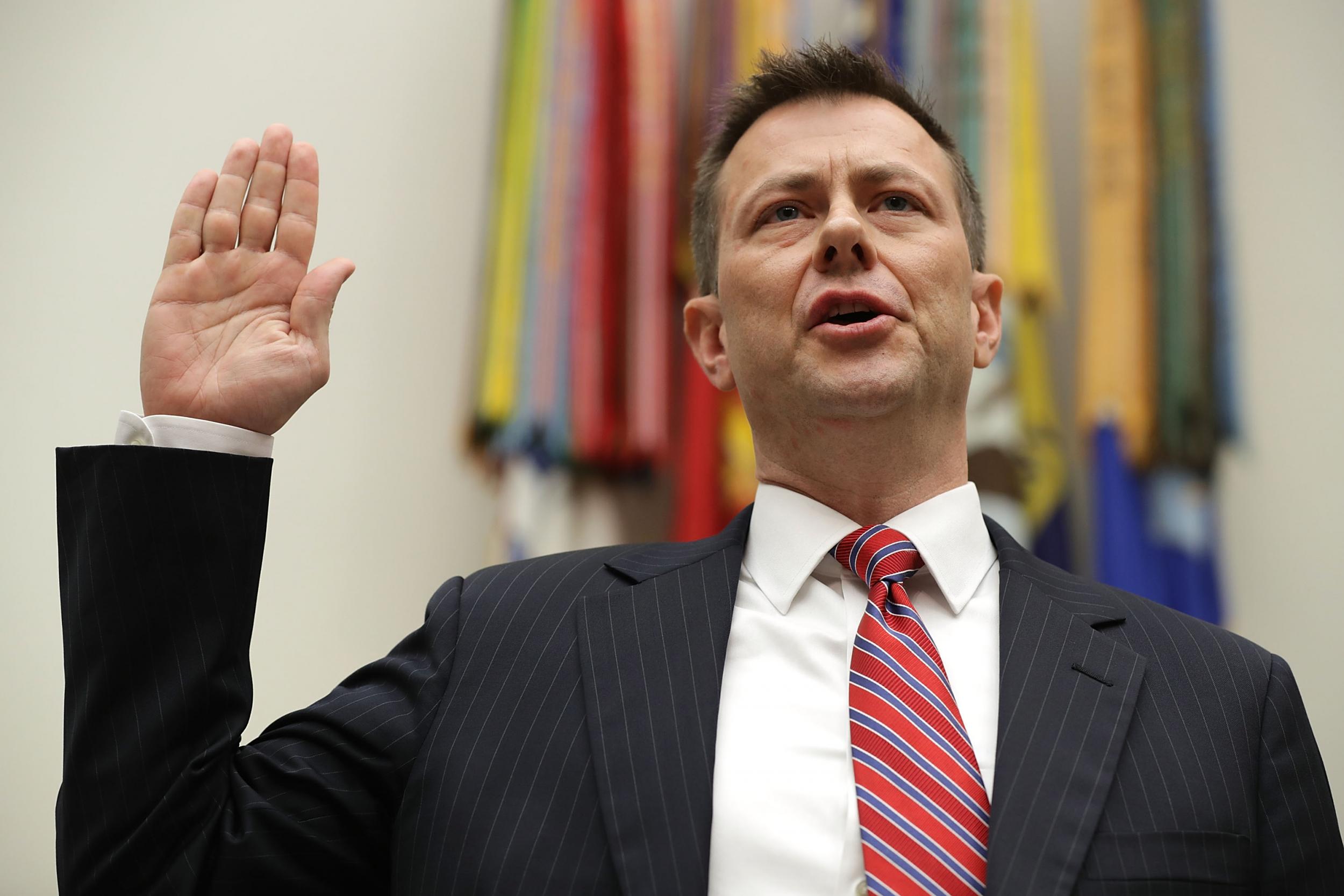 Deputy Assistant FBI Director Peter Strzok is sworn in before a joint committee hearing of the House Judiciary and Oversight and Government Reform committees
