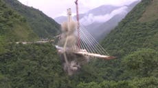 Unfinished Colombia bridge demolished after killing 10