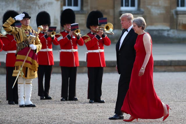 Theresa May welcomed Donald Trump to the UK with a black tie dinner at Blenheim Palace