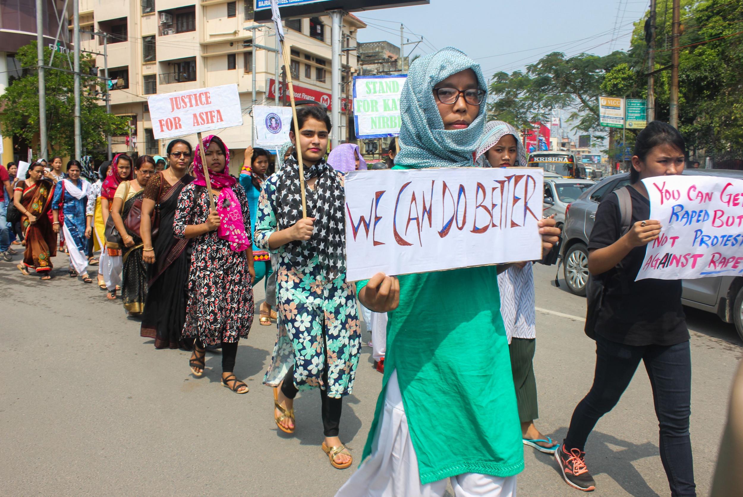 Women protesting against the rape, murder and harassment of women and children in Guwahati, Assam, April 2018