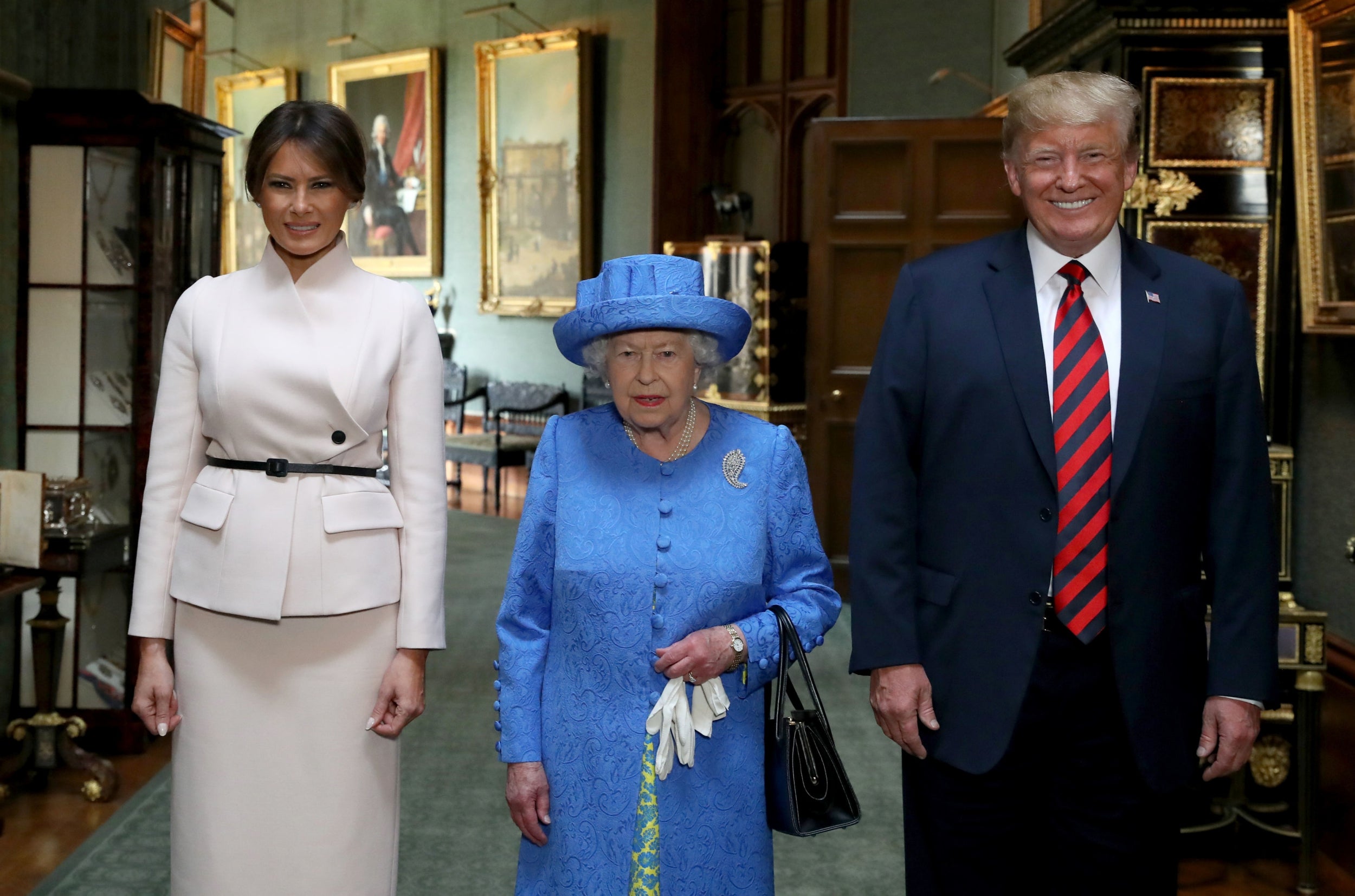 The US president and first lady smiled for photographs with the Queen at Windsor Castle