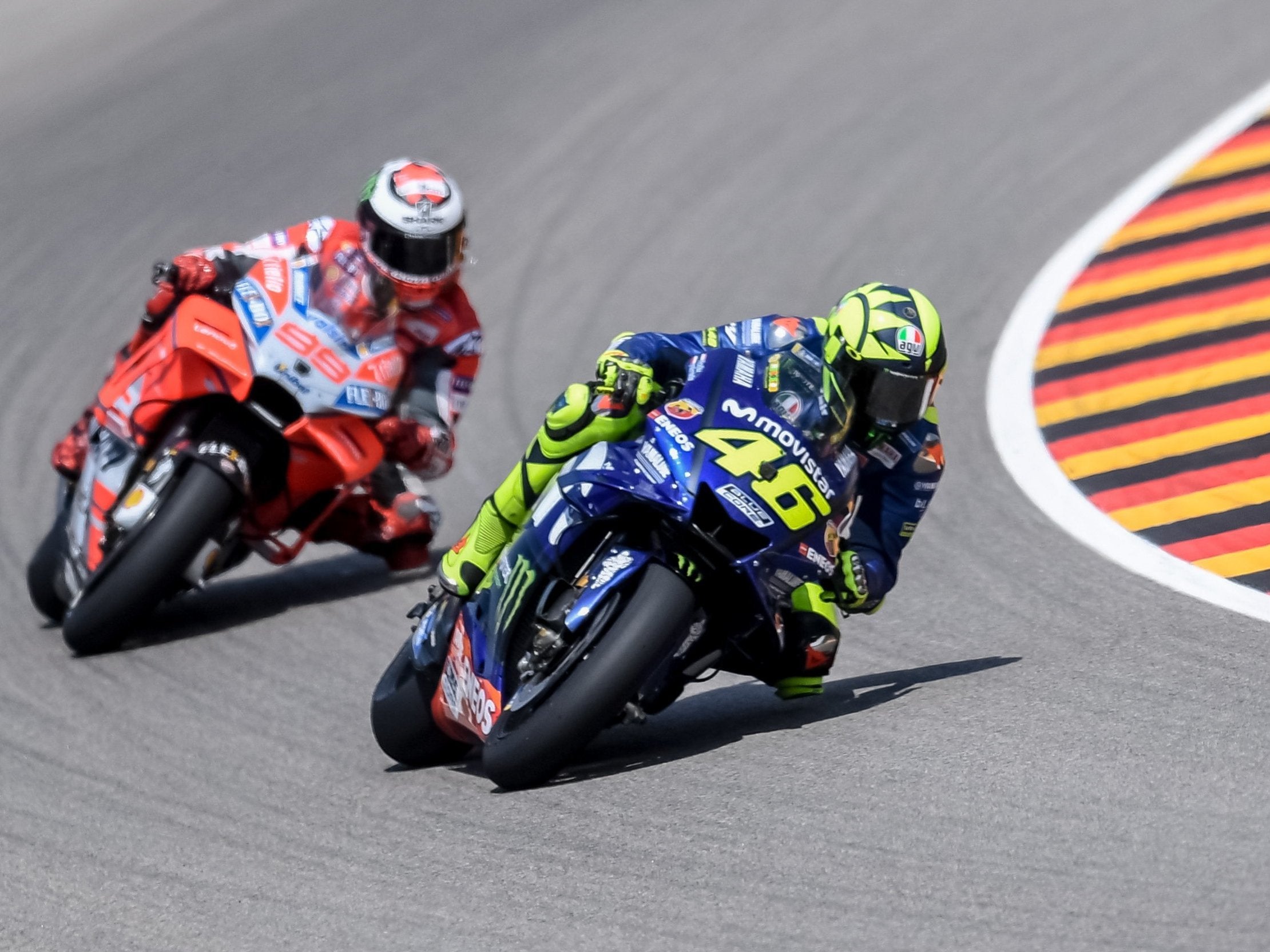 Valentino Rossi passed Jorge Lorenzo to take second