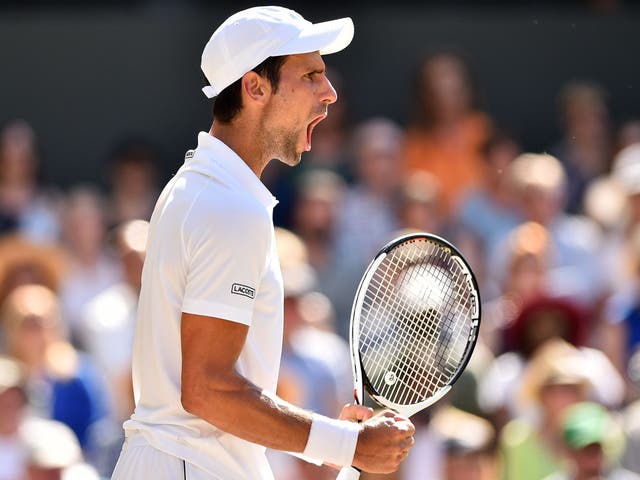 Serbia's Novak Djokovic celebrates