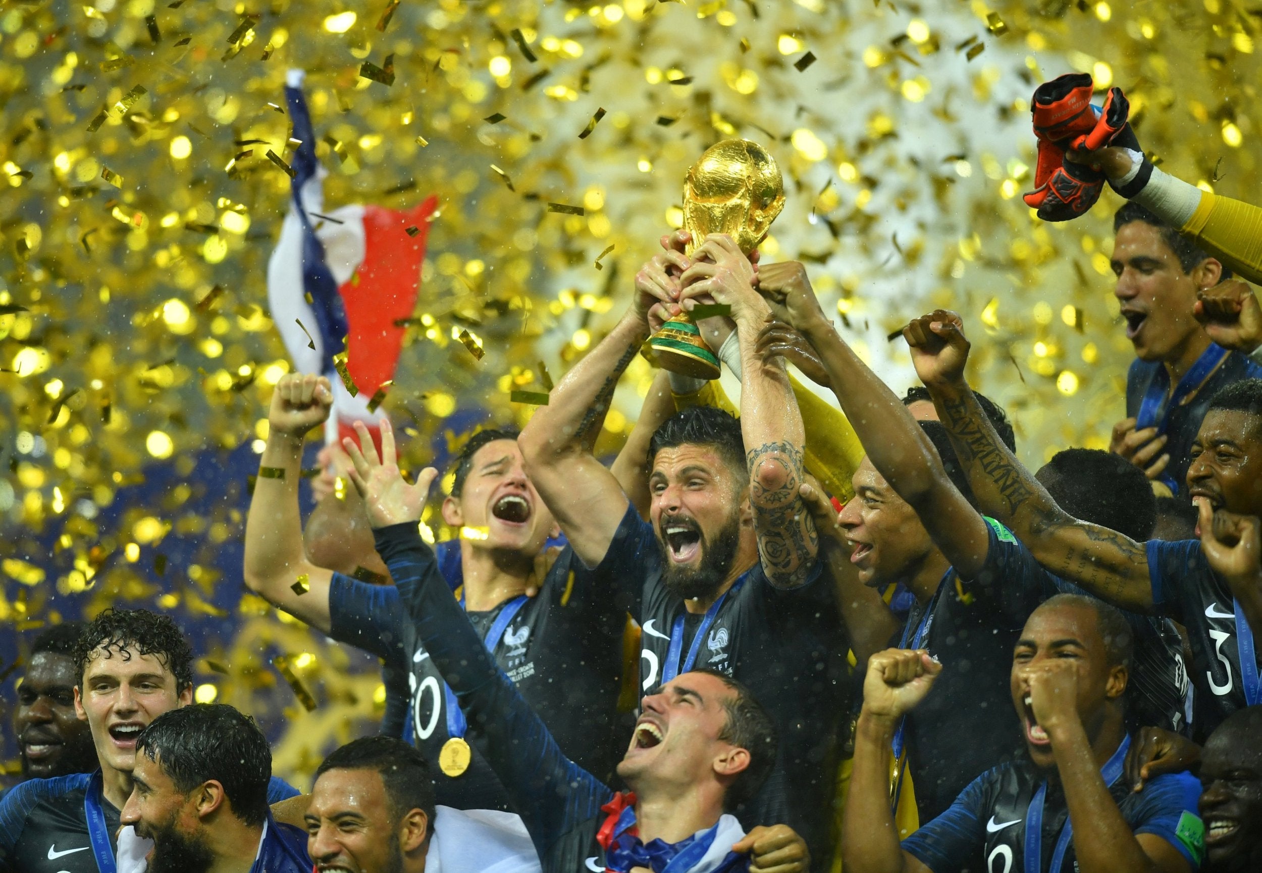 Giroud lifted the trophy in Moscow