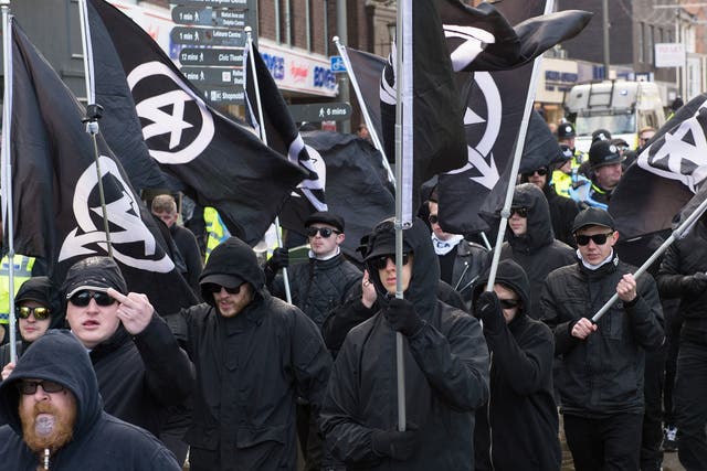A demonstration joined by National Action members in Darlington in 2016