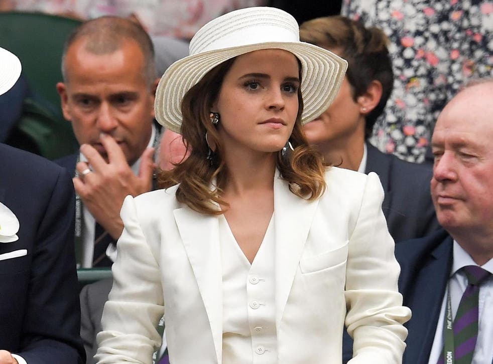 Emma Watson attends Wimbledon 2018 wearing a Ralph Lauren suit