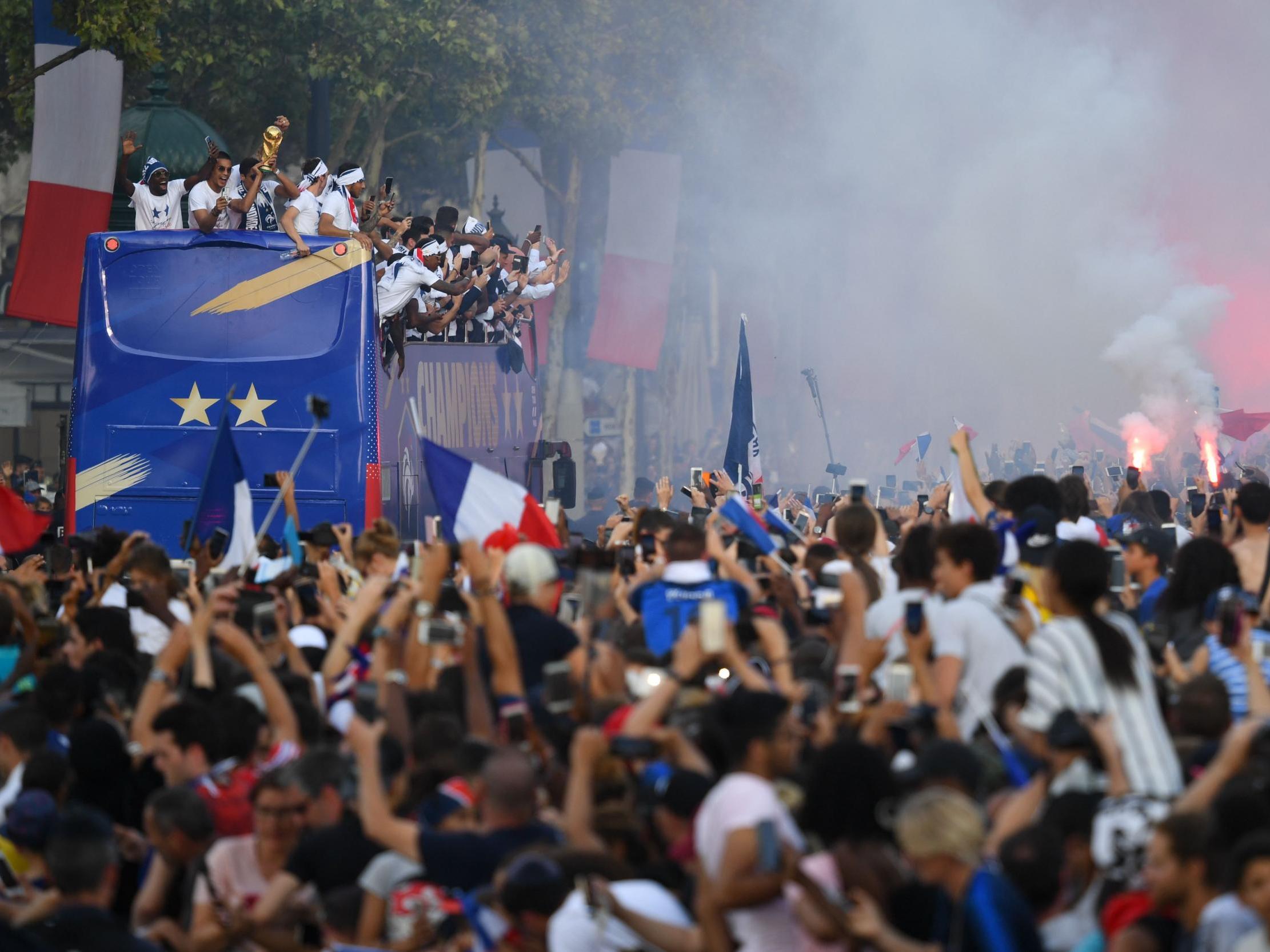 World Cup 2018: France given heroes' welcome as hundreds of thousands flock to honour champions in Paris