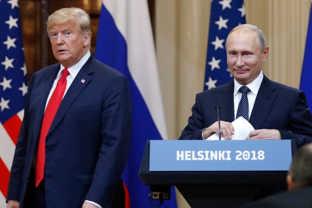 Presidents Donald Trump and Vladimir Putin in Helsinki