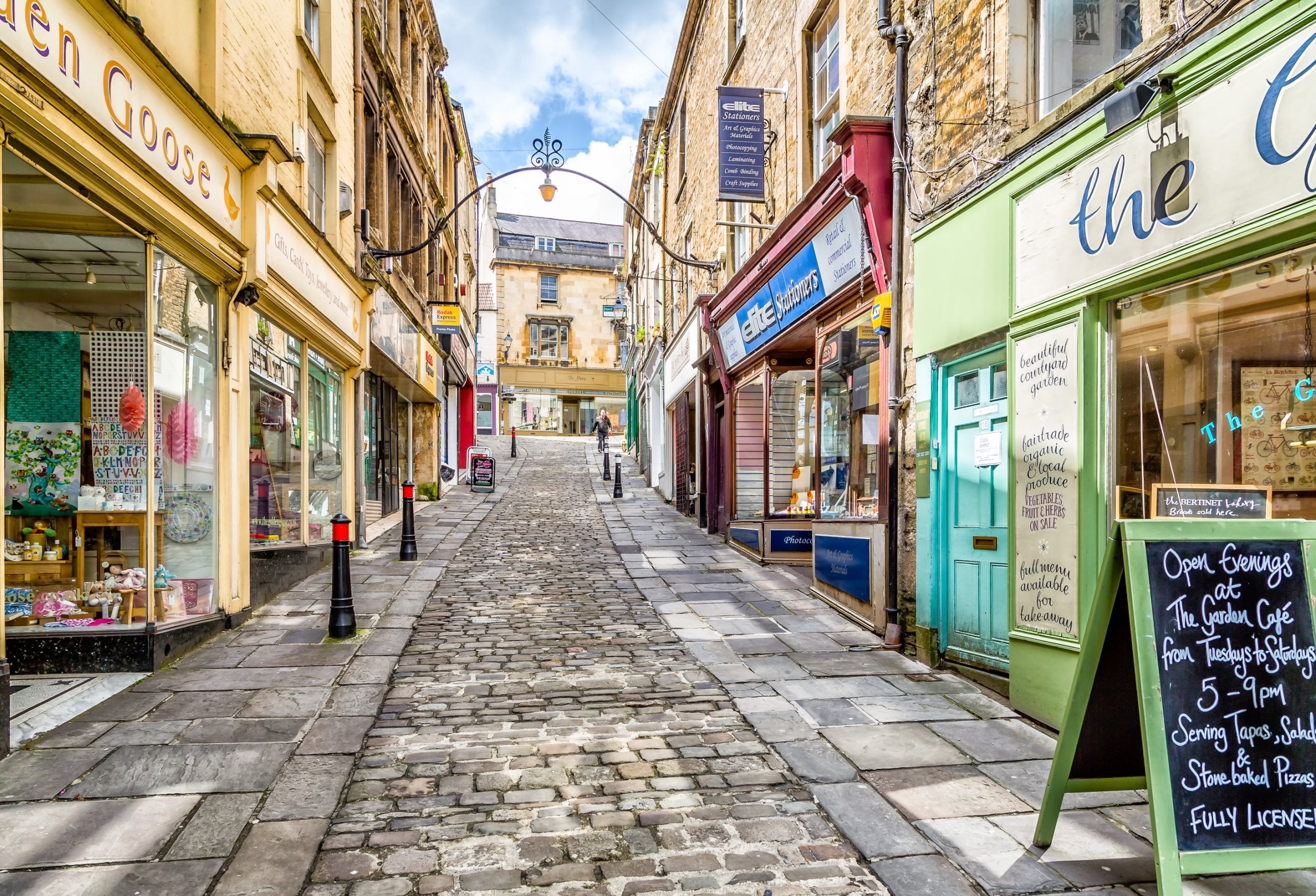 Catherine Hill in Frome is known for its independent shops and cobbled street