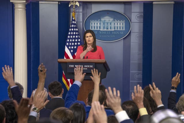 In Wednesday's briefing, Sarah Huckabee Sanders accused reporters of engaging in a 'massive media hysteria' over alleged ties between Russia and the president