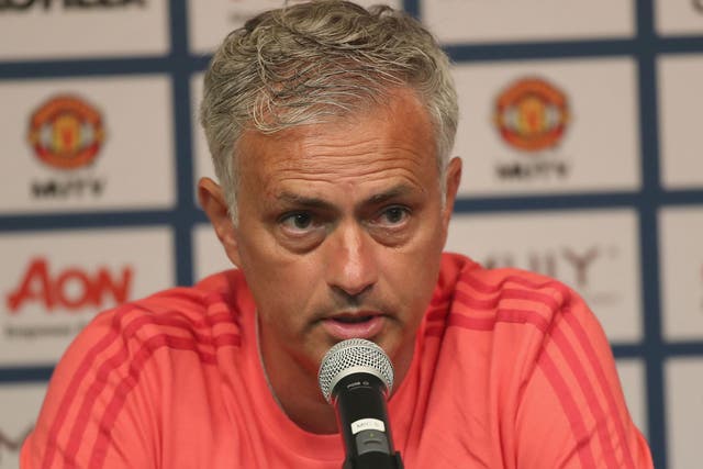 Manager Jose Mourinho of Manchester United speaks during a press conference