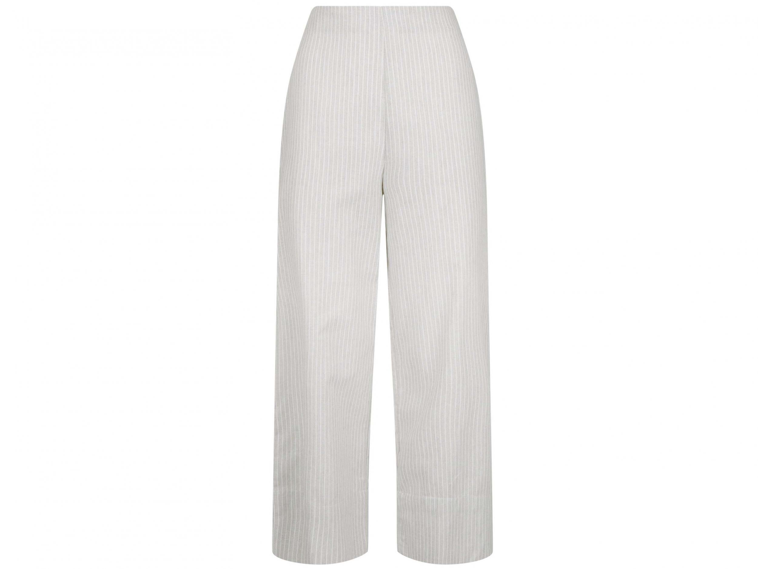 Pale Grey Stripe Linen-look Wide Leg Trousers, £22.99, New Look