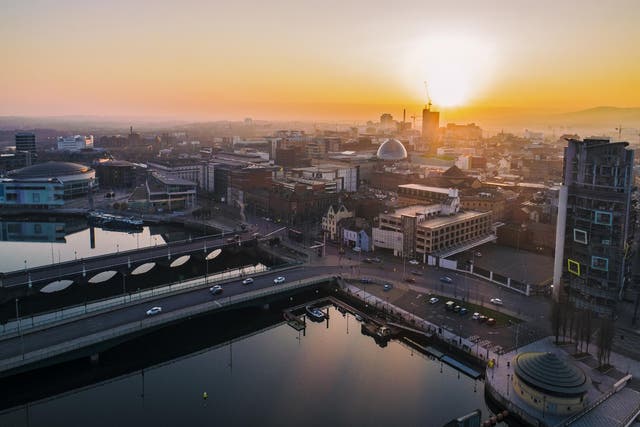 <p>Belfast at sunset: an increased threat level does not mean any material changes for tourists </p>