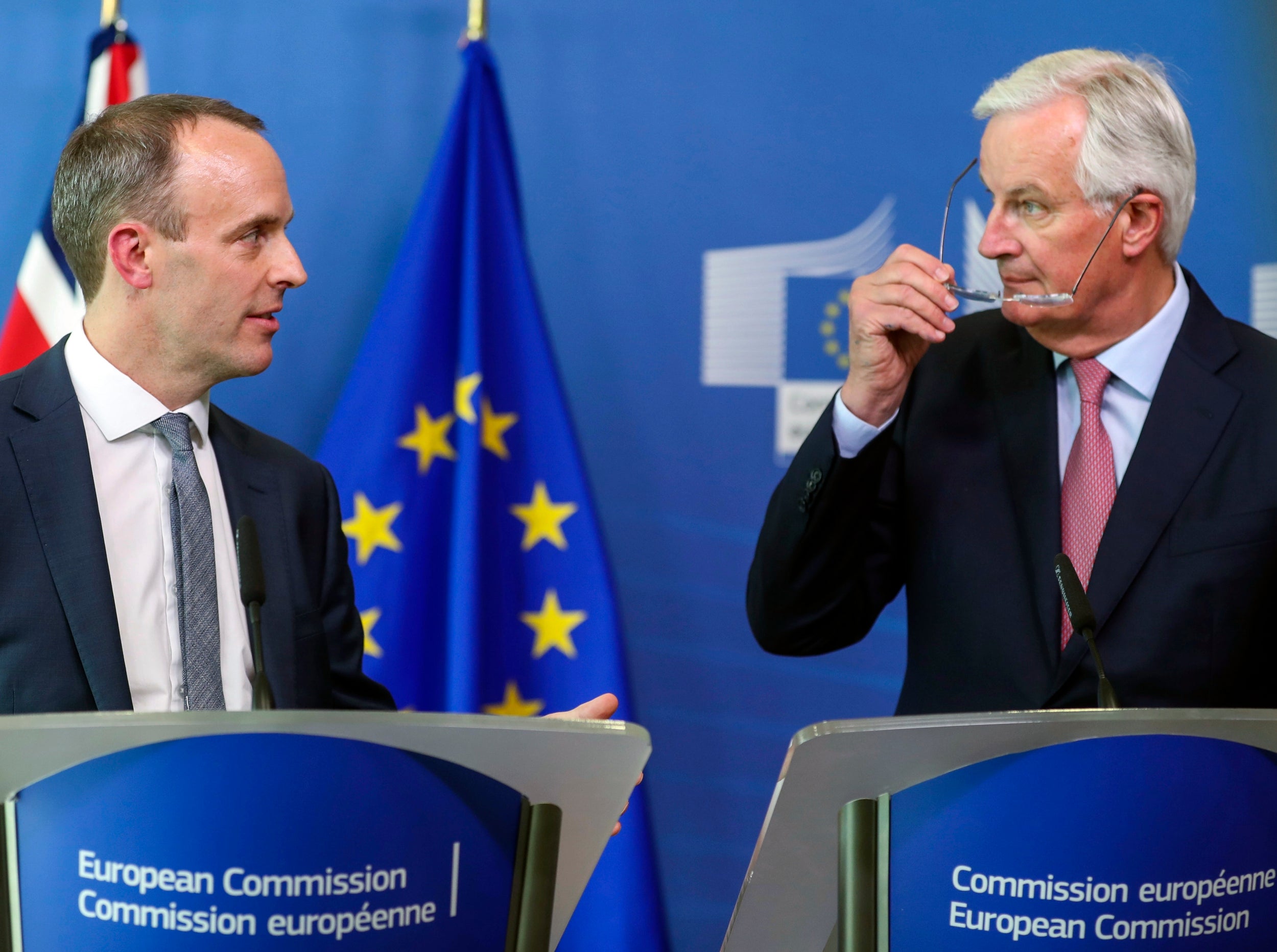 The new Brexit secretary, Dominic Raab, has threatened to refuse to pay Brussels the £39bn if the UK doesn't get a trade deal