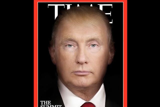The latest cover of Time Magazine features a morphed figure of US President Donald Trump and Russian President Vladimir Putin