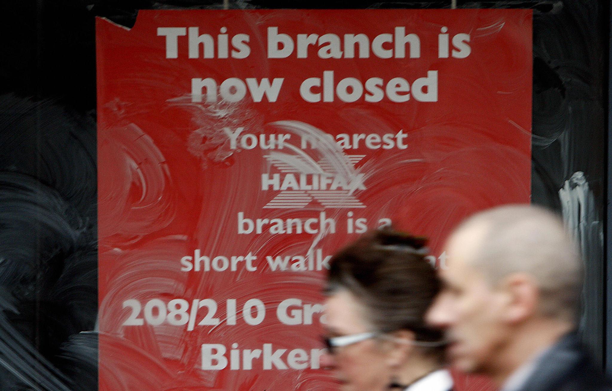 A closed branch of Halifax Bank of Scotland (HBOS) is pictured in Birkenhead in north-west England, on October 15, 2008