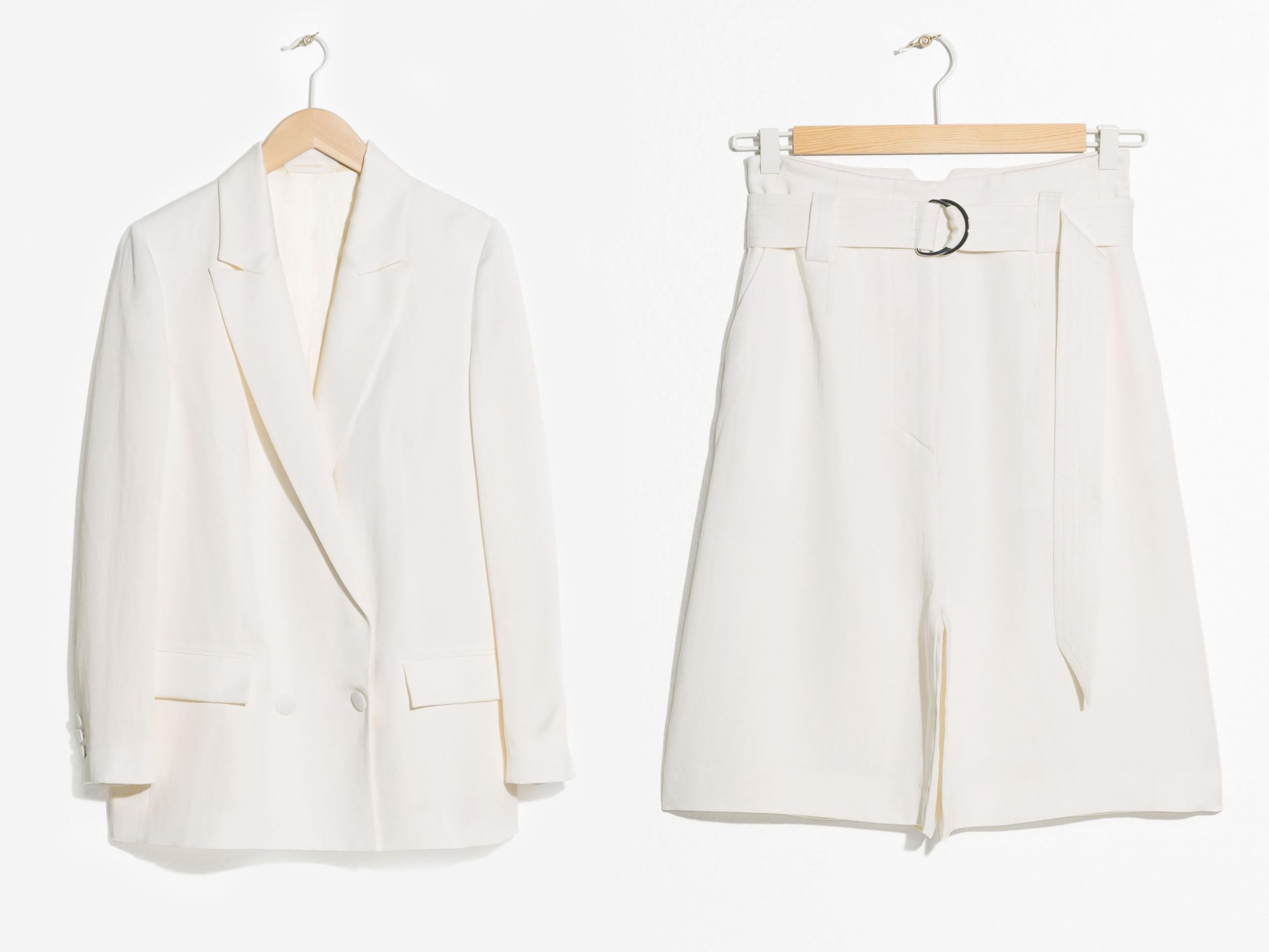 Double Breasted Linen Blazer, £85, Belted Linen Blend Shorts, £59, &amp; Other Stories