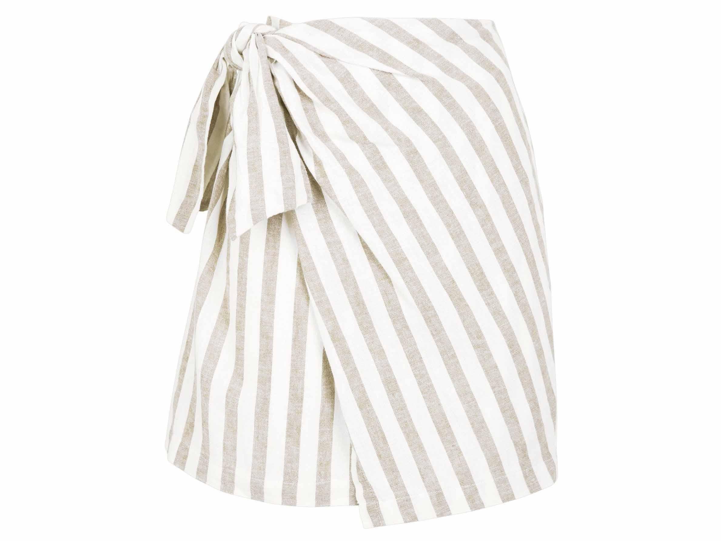 White Stripe Linen Blend Wrap Mini Skirt, £22.99, New Look