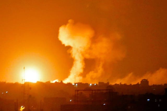 Explosions from Israeli bombardment in Khan Younis in the southern Gaza Strip, 20 July
