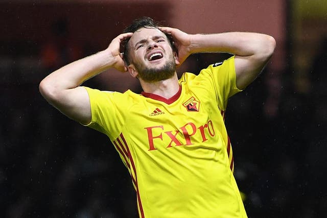Tom Cleverley of Watford reacts