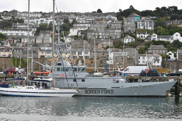 Border Force boat at Newlyn Harbour, Cornwall, following seizure