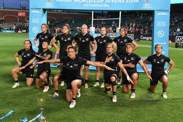 New Zealand Women perform the Ko Uhia Mai after winning the Sevens World Cup