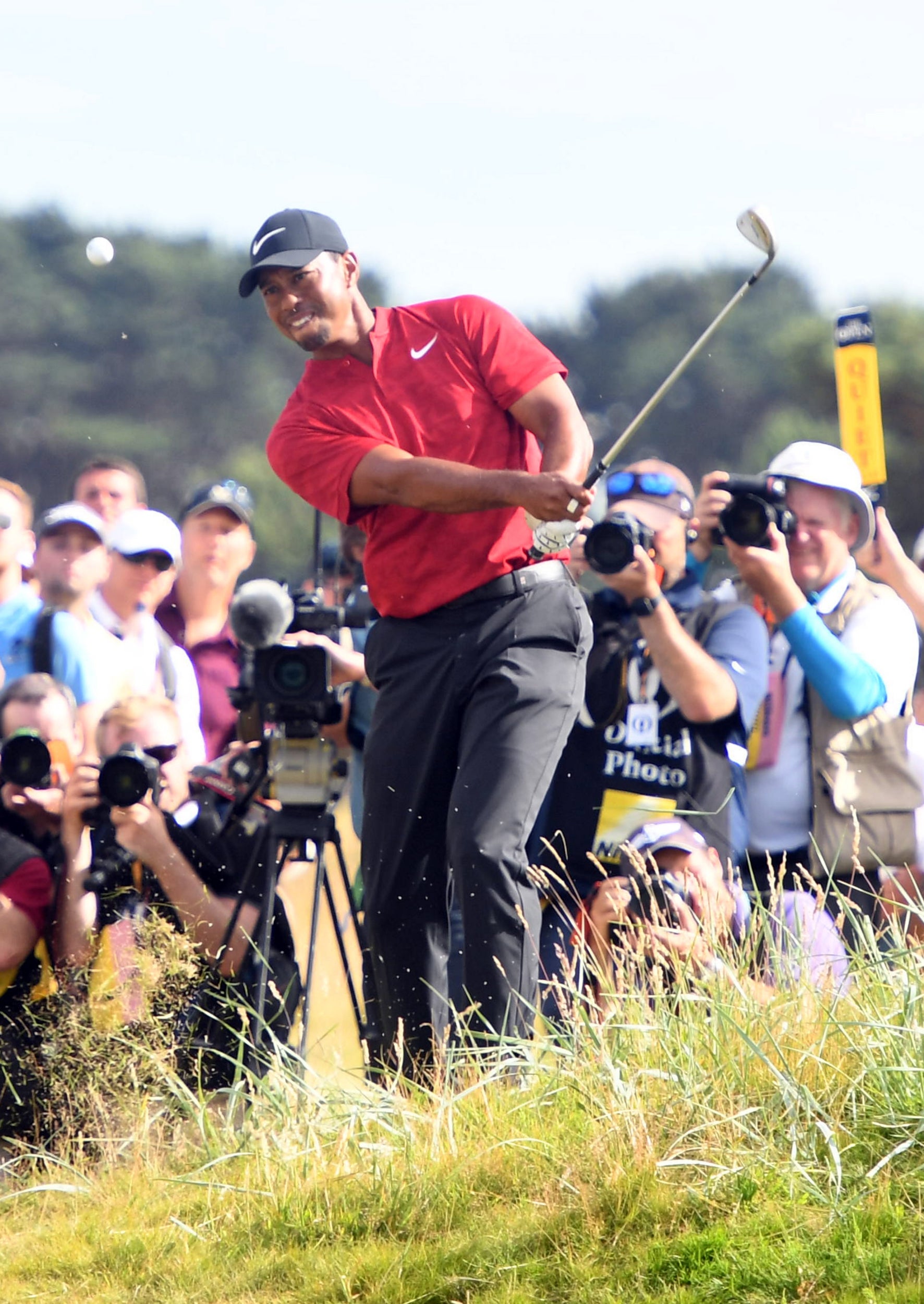 Woods held the sole lead in the final round of a major for the first time since 2011