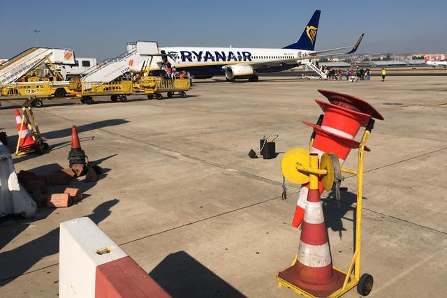 Ground control: Ryanair Boeing 737 at Lisbon, one of the locations where cabin crew will strike this week