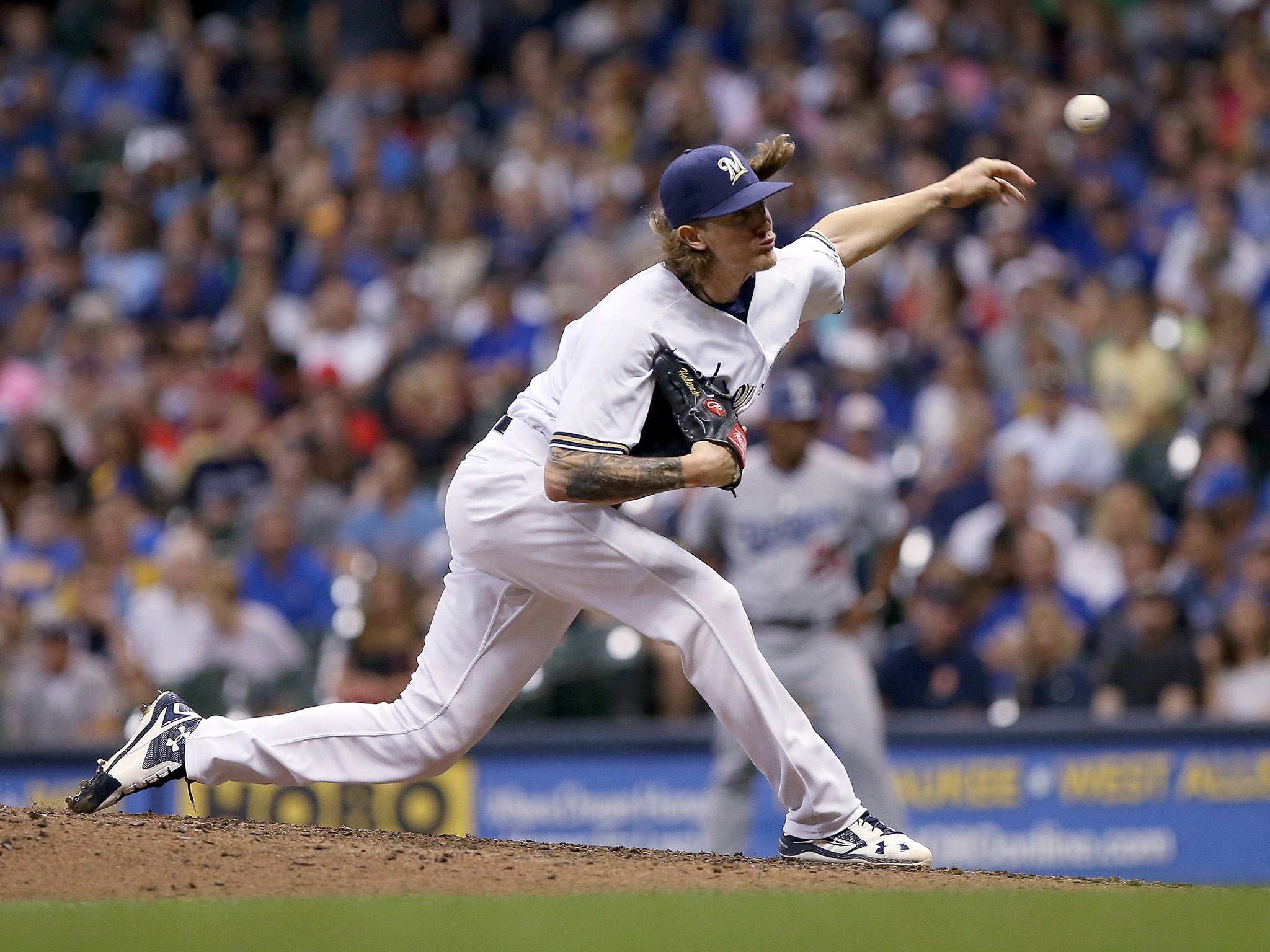 Hader in action against the Los Angeles Dodgers