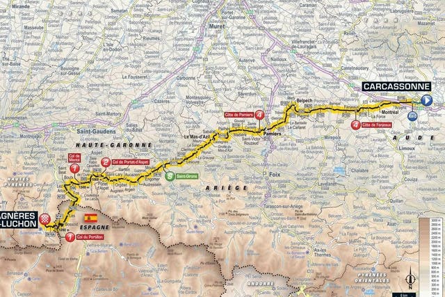 The route for stage 16 of the Tour de France