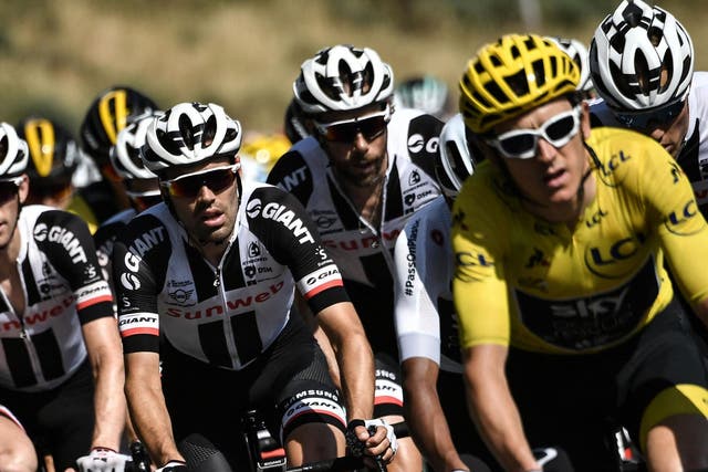 Tom Dumoulin is chasing Geraint Thomas and Chris Froome