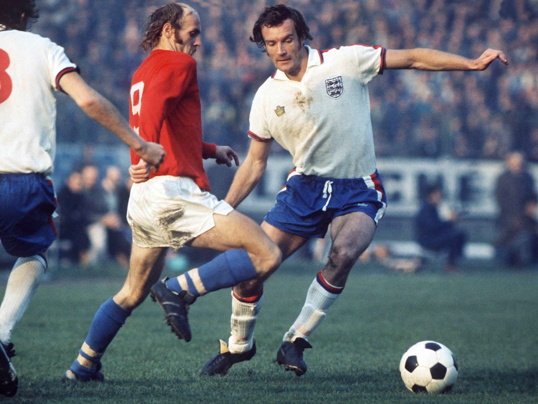 England man: Paul Madeley in action against Czechoslovakia in 1975