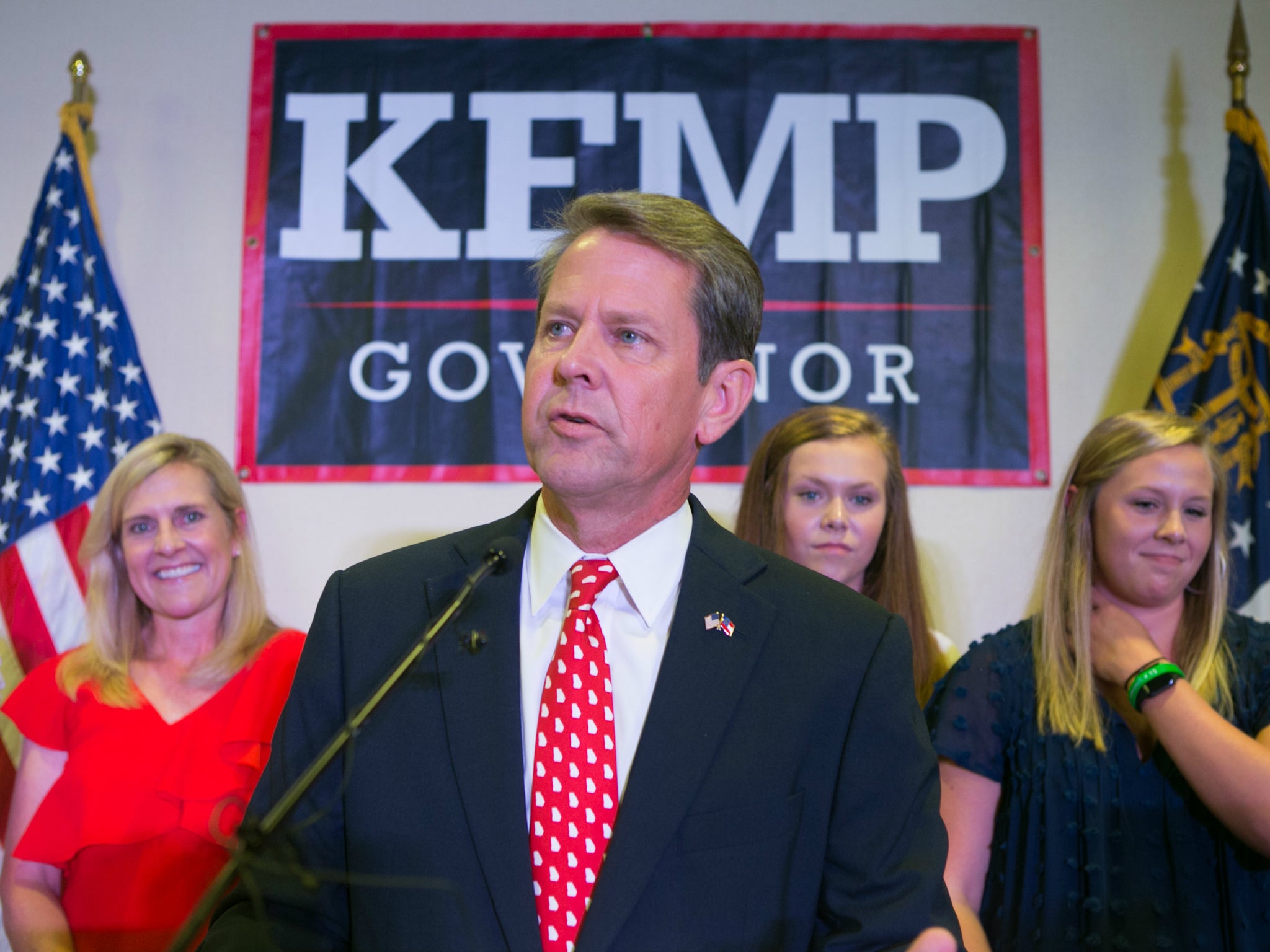 Brian Kemp makes his case in Athens, Georgia (Jessica McGowan/Getty)