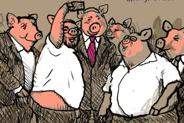 Avi Katz's cartoon, based on a photo taken after the controversial law passed