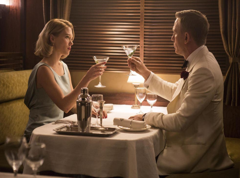 Léa Seydoux and Daniel Craig drink martinis in James Bond film 'Spectre', 2015