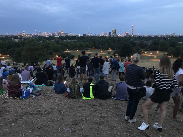 Clouds over London as seen from Primrose Hill, obscuring a view of the blood moon
