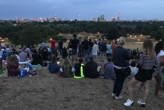 Clouds over London as seen from Primrose Hill, obscuring a view of the blood moon