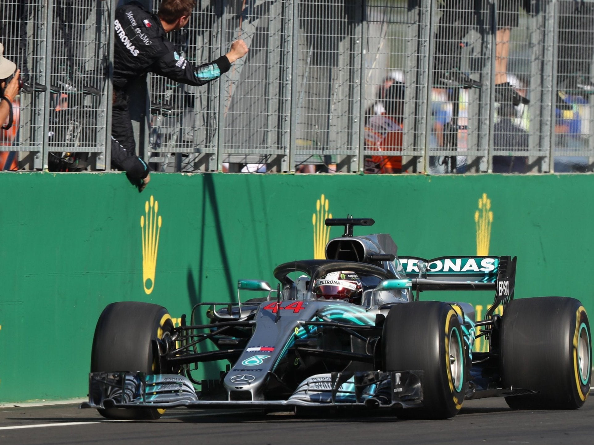 Hamilton crosses the line to win the Hungarian Grand Prix