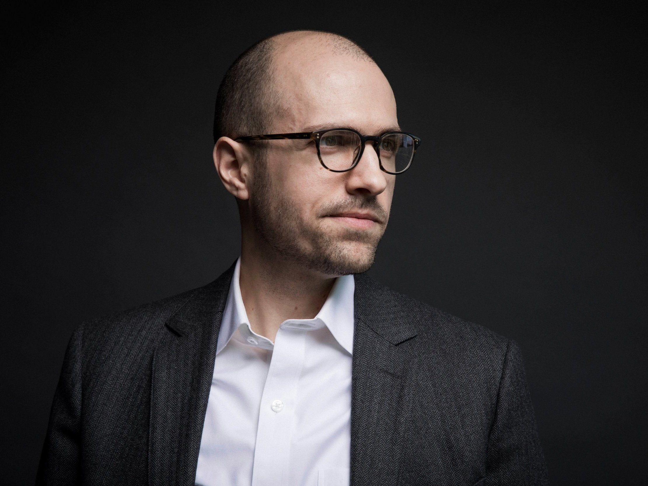 AG Sulzberger poses for a photo on the 16th floor of the New York Times building in New York