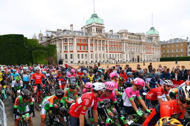 A man died while competing in the RideLondon-Surrey 100 on Sunday