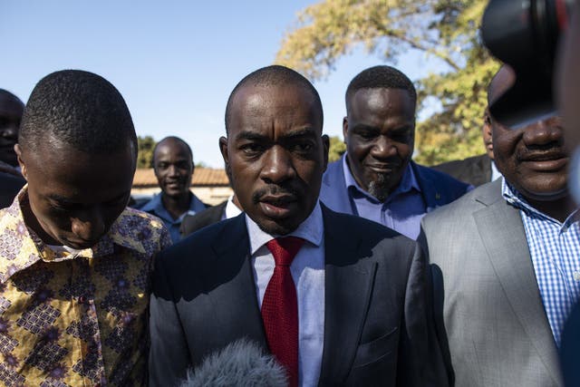 Nelson Chamisa, the leader of the MDC opposition party, pictured while voting in Zimbabwe's recent election