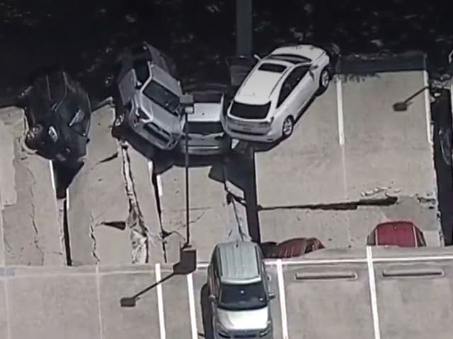 Footage showed cars on top of each other