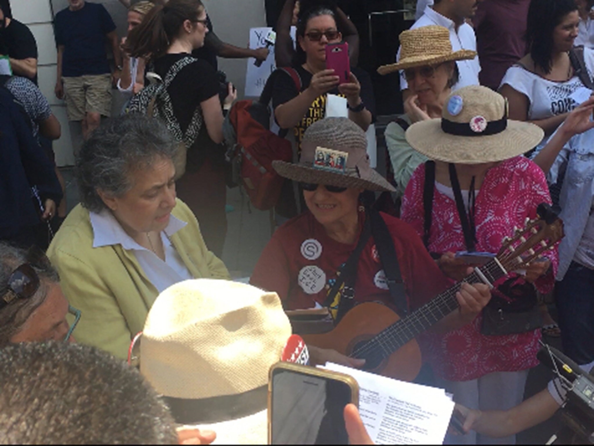 The 'Grannies' gather in New York ahead of their 2,000 mile journey.