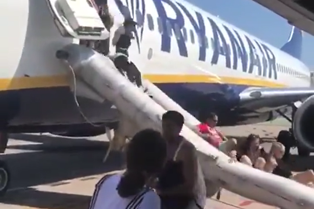 Passengers had to evacuate via inflatable slide