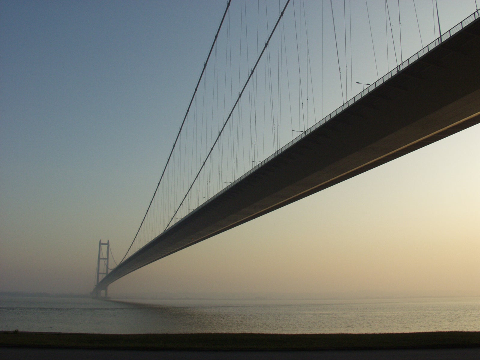 A moody shot of the Humber Bridge at sunset